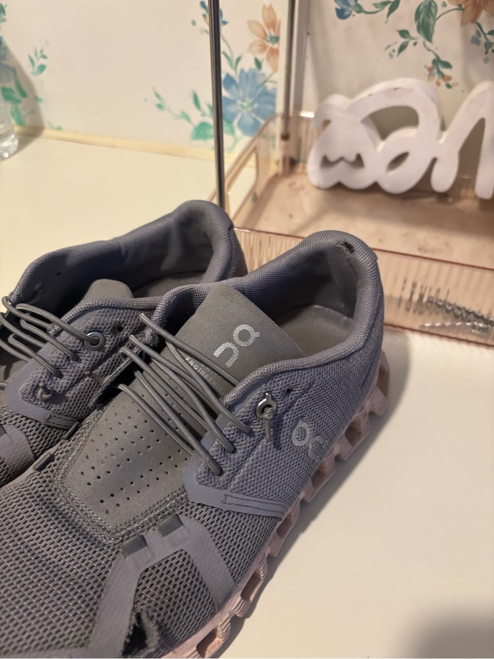 On Running Men's Grey Athletic Shoes with Light Pink Sole - Picture 3 of 4